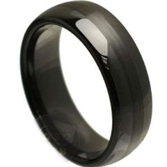 (Wholesale)Black Tungsten Carbide Dome Ring - TG3829