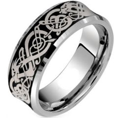 (Wholesale)Tungsten Carbide Beveled Edges Dragon Ring - TG3834