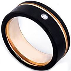 (Wholesale)Tungsten Carbide Black Rose Ring With CZ - TG3872AA