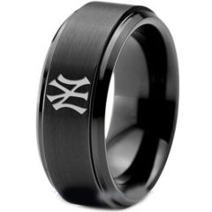 (Wholesale)Black Tungsten Carbide Ring With Custom Engraving-TG3970
