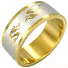 (Wholesale)Tungsten Carbide Pipe Cut Dragon Ring - TG3989