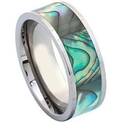 (Wholesale)Tungsten Carbide Abalone Shell Ring-4025