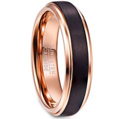 (Wholesale)Tungsten Carbide Black Rose Step Edges Ring-4341