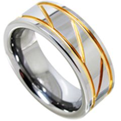 (Wholesale)Tungsten Carbide Diagonal & Vertical Groove Ring - TG