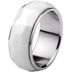 (Wholesale)Tungsten Carbide Ring With White Ceramic - TG4436