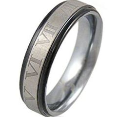 (Wholesale)Tungsten Carbide Ring With Roman Numerals - TG4440