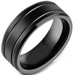 (Wholesale)Black Tungsten Carbide Ring - TG4449