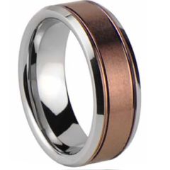 (Wholesale)Tungsten Carbide Double Groove Ring - TG4459
