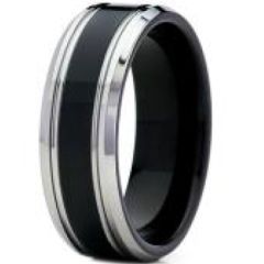 (Wholesale)Tungsten Carbide Double Groove Ring - TG4465