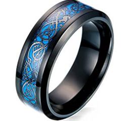 (Wholesale)Black Tungsten Carbide Dragon Ring - TG4468