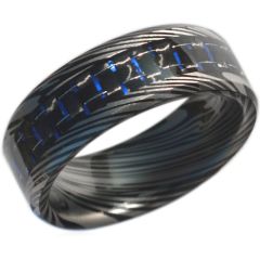 (Wholesale)Tungsten Carbide Carbon Fiber Damascus Ring-4473