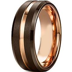 (Wholesale)Tungsten Carbide Espresso Rose Center Groove Ring-451