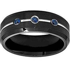 (Wholesale)Tungsten Carbide Ring With Created Sapphire-4520