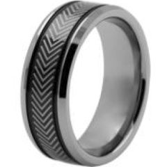 (Wholesale)Tungsten Carbide Double Groove Beveled Edges Ring - TG4527