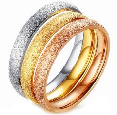 (Wholesale)Tungsten Carbide Silver/Gold/Rose Sandblasted Ring - 
