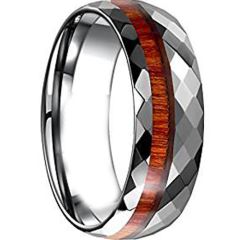 (Wholesale)Tungsten Carbide Faceted Wood Ring - TG4646