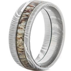 (Wholesale)Tungsten Carbide Damascus Deer Antler Ring-TG4683AA