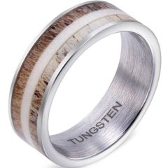 (Wholesale)Tungsten Carbide Deer Antler Wood Ring - TG4690