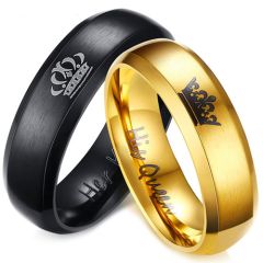 (Wholesale)Tungsten Carbide King Queen Crown Ring - TG4713