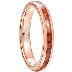 (Wholesale)Rose Tungsten Carbide Koa Wood Dome Court Ring-TG5027