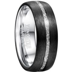 (Wholesale)Black Tungsten Carbide Ring With Meteorite-TG5034