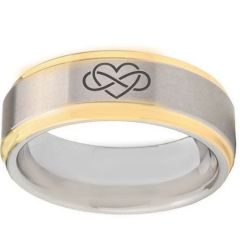 (Wholesale)Tungsten Carbide Gold Tone Silver Infinity Heart Ring-TG5087