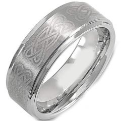 (Wholesale)Tungsten Carbide Celtic Step Edges Ring - TG725