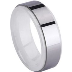 (Wholesale)Tungsten Carbide Ring With White Ceramic - TG744