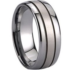 (Wholesale)Tungsten Carbide Double Groove Ring - TG761