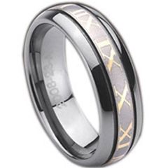 (Wholesale)Tungsten Carbide Ring With Roman Numerals-TG773