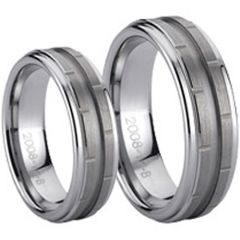 (Wholesale)Tungsten Carbide Vertical & Horizontal Groove Ring-77