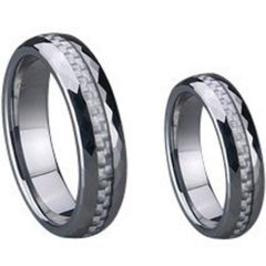 (Wholesale)Tungsten Carbide Faceted Carbon Fiber Ring-780