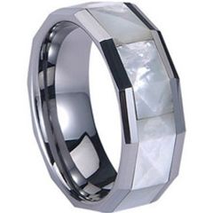 (Wholesale)Tungsten Carbide Abalone Shell Ring - TG813