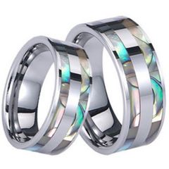(Wholesale)Tungsten Carbide Abalone Shell Ring - TG845