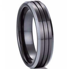 (Wholesale)Tungsten Carbide Double Grooves Ring-TG846