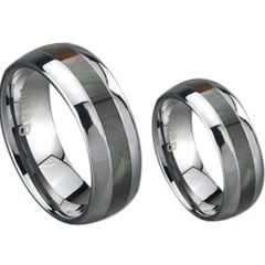 (Wholesale)Tungsten Carbide Dome Abalone Shell Ring - TG849