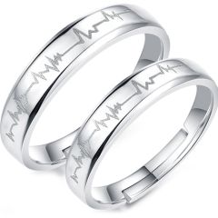 (Wholesale)Tungsten Carbide Heartbeat Ring - TG859A