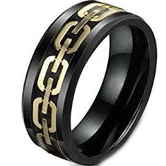 (Wholesale)Black Tungsten Carbide Key Chain Inlays Ring - TG8