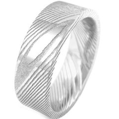 (Wholesale)Tungsten Carbide Pipe Cut Damascus Ring - TG920
