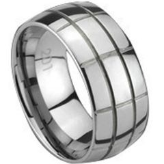(Wholesale)Tungsten Carbide Horizontal Vertical Groove Ring-942