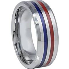 (Wholesale)Tungsten Carbide Blue Red Resin Ring - TG968AA