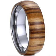 (Wholesale)Tungsten Carbide Wood Dome Court Ring - TG4050A