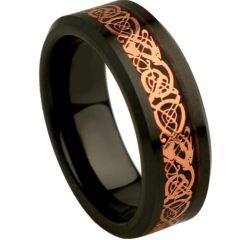 (Wholesale)Black Tungsten Carbide Dragon Ring - TG4357