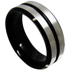 (Wholesale)Tungsten Carbide Center Groove Ring - TG4364