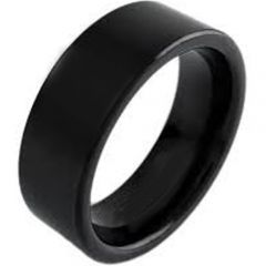 (Wholesale)Black Tungsten Carbide Pipe Cut Ring - TG124