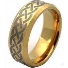 (Wholesale)Tungsten Carbide Celtic Beveled Edges Ring - TG4512AA