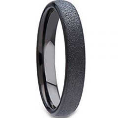 (Wholesale)Black Tungsten Carbide Sandblasted Ring - TG1684A