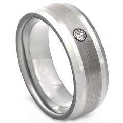 (Wholesale)Tungsten Carbide Ring With Cubic Zirconia - TG2250