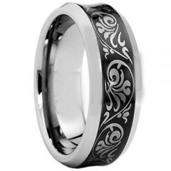(Wholesale)Tungsten Carbide Concave Beveled Edges Ring - TG3004