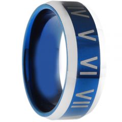 (Wholesale)Tungsten Carbide Ring With Roman Numerals - TG3006